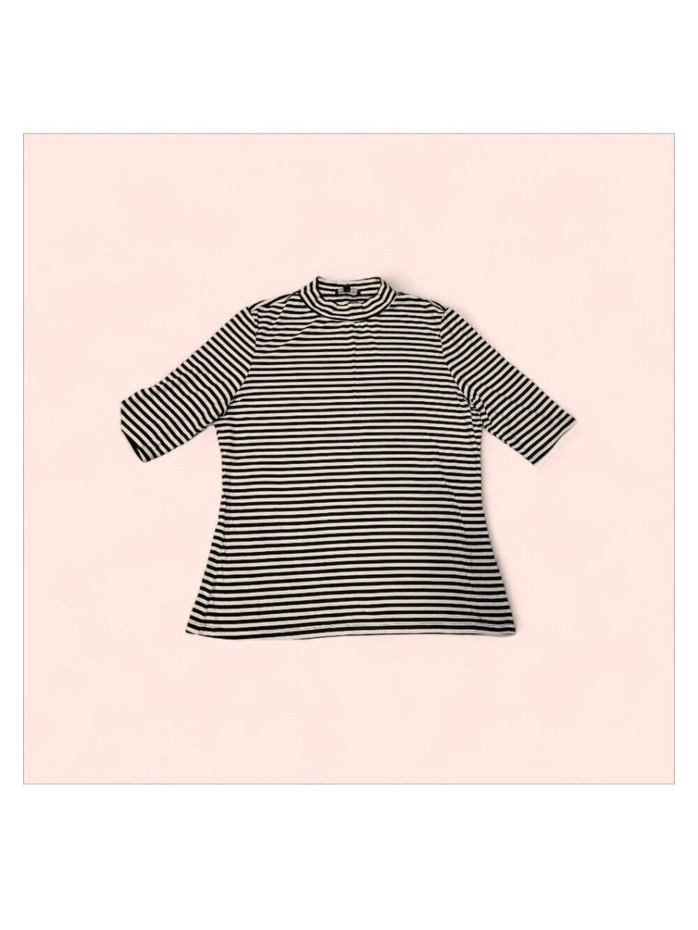 The Limited Black and White Striped Short Sleeve Top Size L